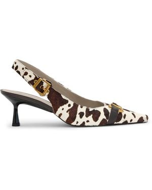 AllSaints Leather Hera Slingback Court Shoes 55 - Metallic