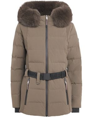 Yves Salomon Down-Fox Fur Belted Ski Jacket - Brown