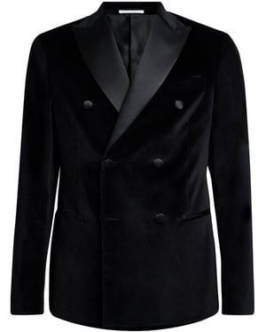 Pal Zileri Stretch-Cotton Double-Breasted Tuxedo Jacket - Black