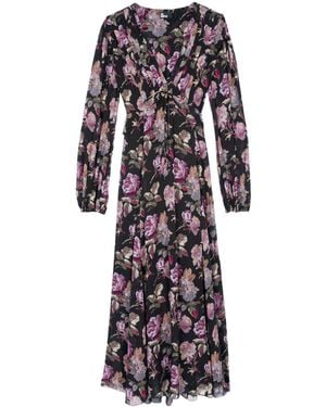 The Kooples Rose Print Midi Dress - Black