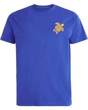 Vilebrequin Cotton Embroidered Turtle T-Shirt - Blue