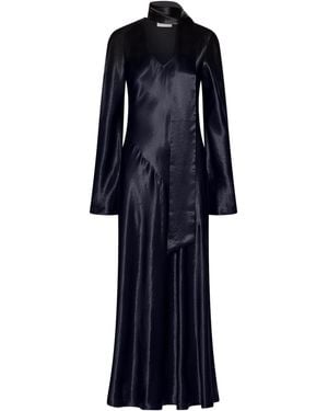 Marella Satin V-Neck Maxi Dress - Blue