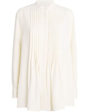 Brioni Silk Plastron-Detail Shirt - White