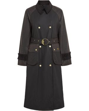 Barbour Waxed Cotton Elva Trench Coat - Black