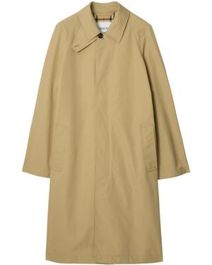 Burberry Long Cotton Car Coat - Natural