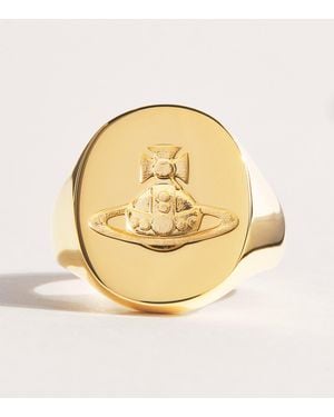 Vivienne Westwood Plated Sterling Orb Signet Ring - Metallic