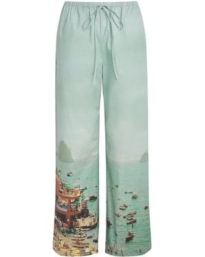 STAUD Endless Summer Print Mateo Trousers - Green