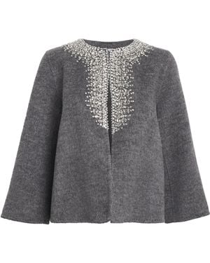 Wolk Morais Crystal-Embellished Paletot Jacket - Grey