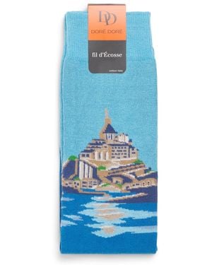 Doré Doré Jacquard Mont Saint-Michel Socks - Blue
