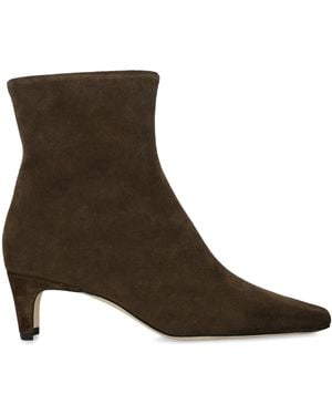 STAUD Suede Wally Heeled Ankle Boots 55 - Brown