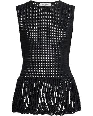 Alaïa Mesh Peplum Tank Top - Black