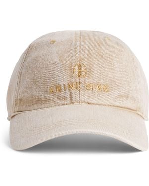 Anine Bing Denim Jeremy Logo Baseball Cap - Natural