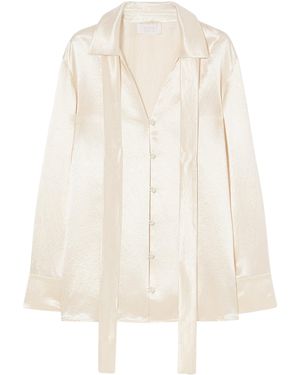 Marina Rinaldi Satin Neck-Tie Shirt - White