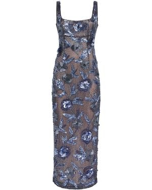 Rachel Gilbert Embellished Pierre Midi Dress - Blue