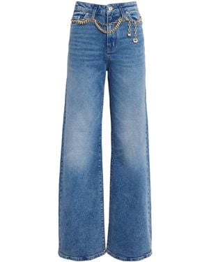 Maje Chain-Detail High-Rise Wide-Leg Jeans - Blue