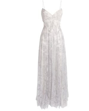 Sandra Mansour Embellished Silent Thread Gown - White