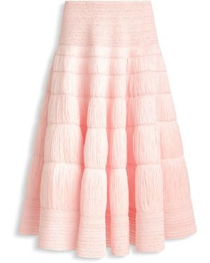 Alaïa Faux Raffia Midi Skirt - Pink