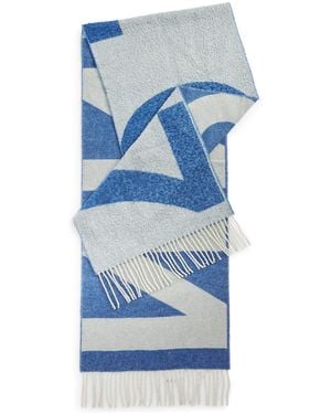 NN07 Wool-Blend Logo Scarf - Blue