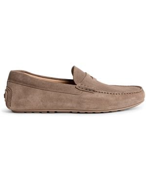 BOSS Suede Noel Driving Shoes - Brown