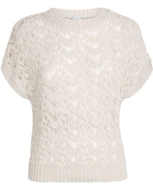 Eleventy Linen-Silk Knitted Sweater - White