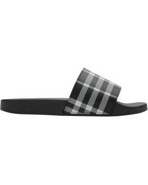 Burberry Check Slides - Black