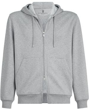 Brunello Cucinelli French Terry Zip-Up Hoodie - Grey