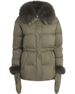 Yves Salomon Down Fur-Trim Technical Puffer Jacket - Green