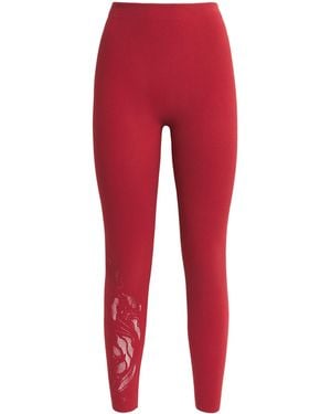 Wolford Net-Panel Rose Leggings - Red