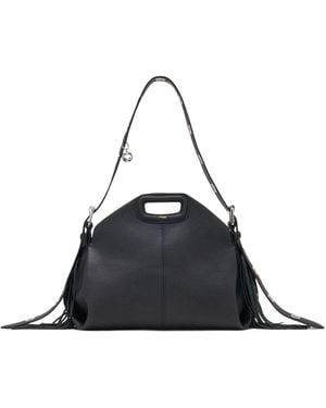 Maje Grained Leather Miss M Shoulder Bag - Black