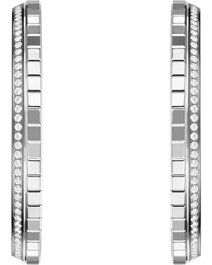 Chopard And Diamond Ice Cube Hoop Earrings - White