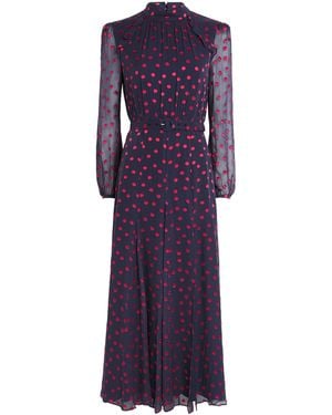 Saloni Silk-Blend Devoré Polka Dot Jacqui B Midi Dress - Purple