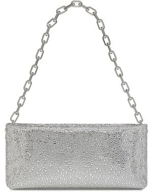 Christian Louboutin Maykimay Chain Pouch Suede Clutch Bag - Grey