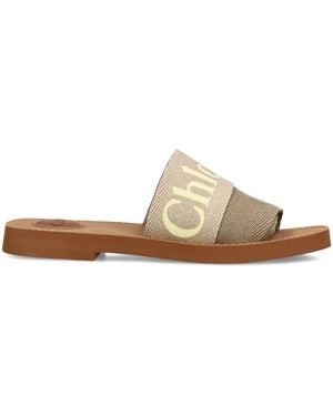 Chloé Canvas Jacquard Woody Sandals - White