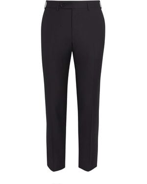 Canali Wool Straight Trousers - Blue