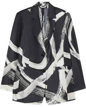 Marina Rinaldi Silk Printed Blazer - Black
