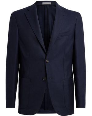Corneliani Virgin Wool-Silk Unlined Whisper Blazer - Blue
