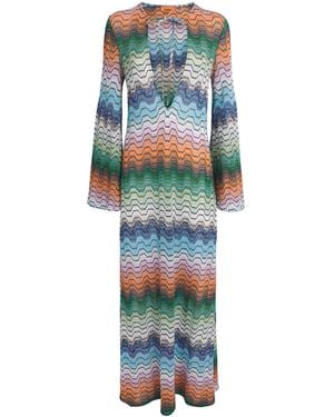 Missoni Metallic Zigzag Kaftan Maxi Dress - Blue
