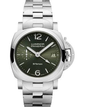 Panerai Brushed Steel Luminor Quaranta Bitempo Watch - Grey