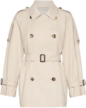Max Mara Water-Repellent Short Trench Coat - Natural