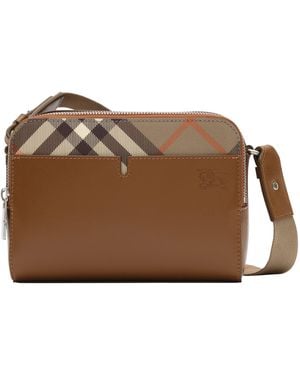 Burberry Leather Check Pop Cross-Body Bag - Brown