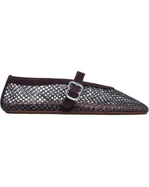 Alaïa Mesh Embellished Ballet Flats - Brown