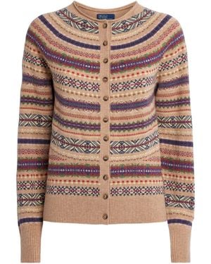Polo Ralph Lauren Wool-Blend Fair Isle Cardigan - Pink