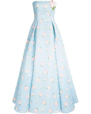 LEO LIN Floral Nora Strapless Gown - Blue