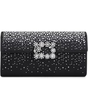 Roger Vivier Embellished Efflorescence Envelope Clutch Bag - Black