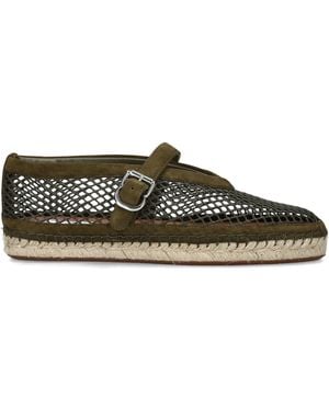 Alaïa Suede Mesh Espadrilles - Brown