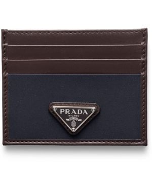 Prada Re-Nylon And Leather Card Holder - Blue