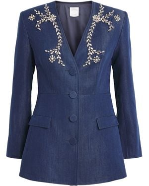 Huishan Zhang Chambray Embellished Clay Blazer - Blue