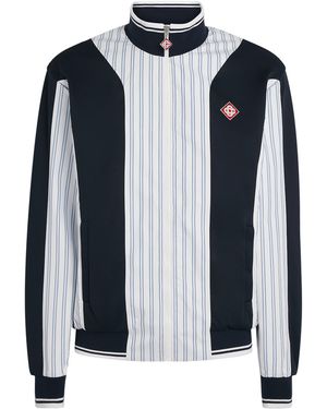 CASABLANCA Cotton Pinstripe Paneled Track Jacket - Blue