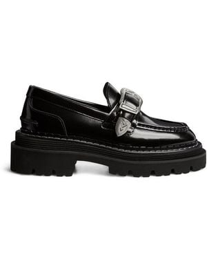 Sandro Leather Buckle-Detail Loafers - Black