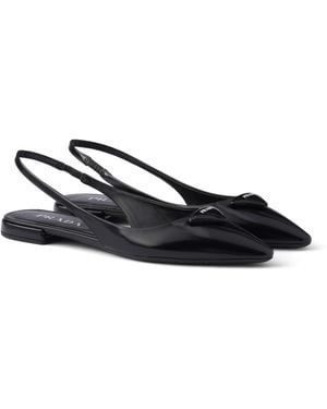Prada Brushed Leather Slingback Ballet Flats 10 - Blue